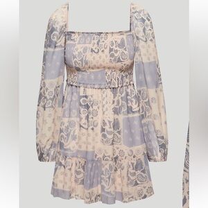 Aritzia Tempest Mini Dress Sz Sm Chiffon Ruffle Pattern NWOT